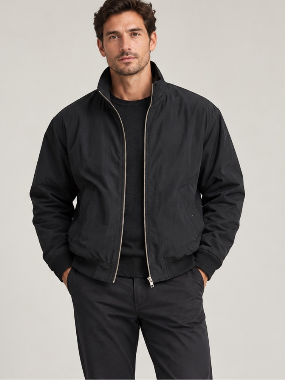 Massimo Dutti Men’s Black Bomber Jacket NWT Size XL